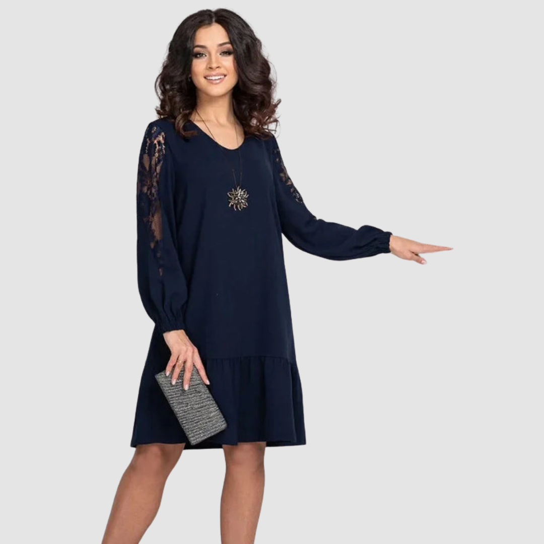 Laura | Lace-Sleeve Midi Dress