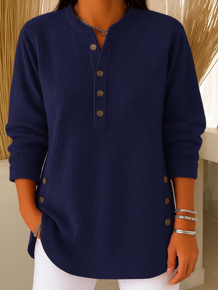 Luna Ribbed Button Jumper