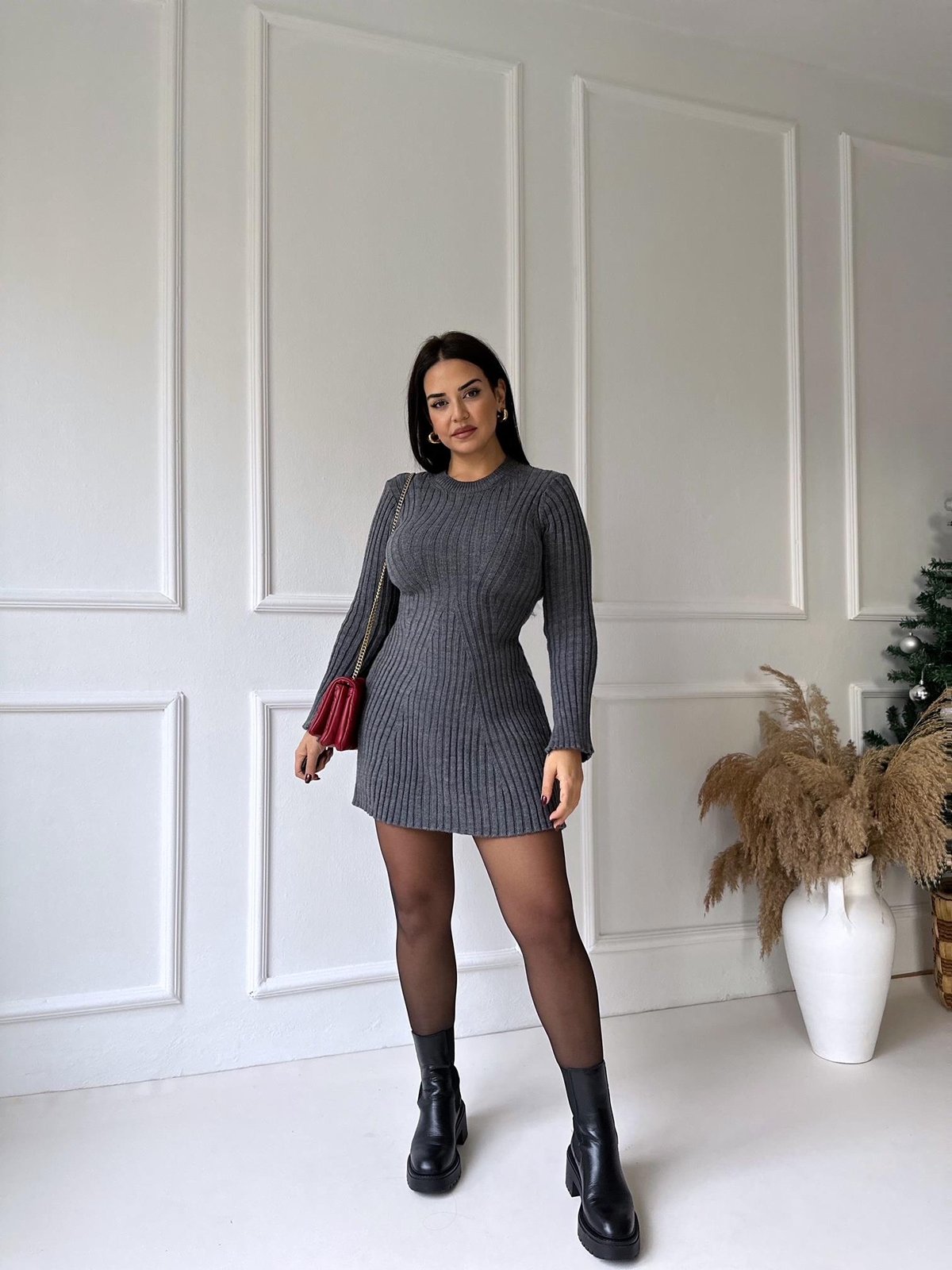 Carly Rib-Knit Dress