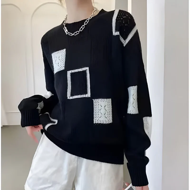 Blandine | Chic Geometric Patterned Jumper