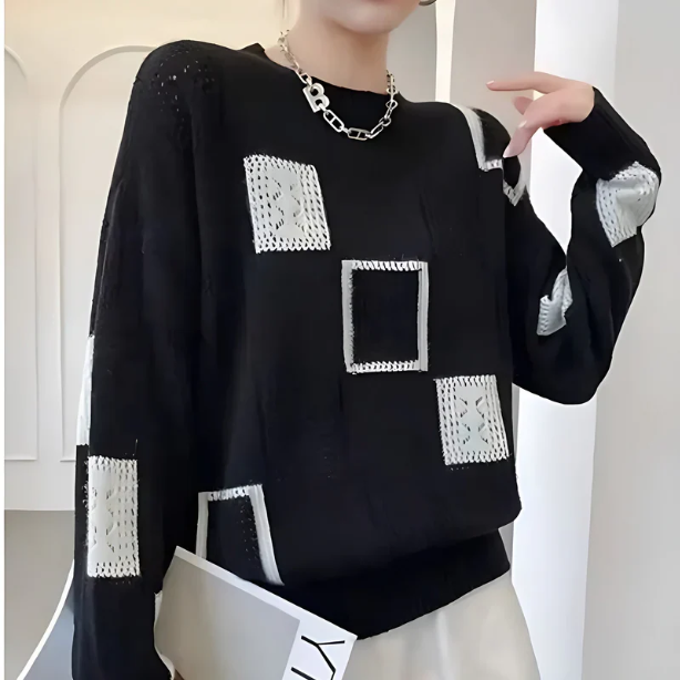 Blandine | Chic Geometric Patterned Jumper