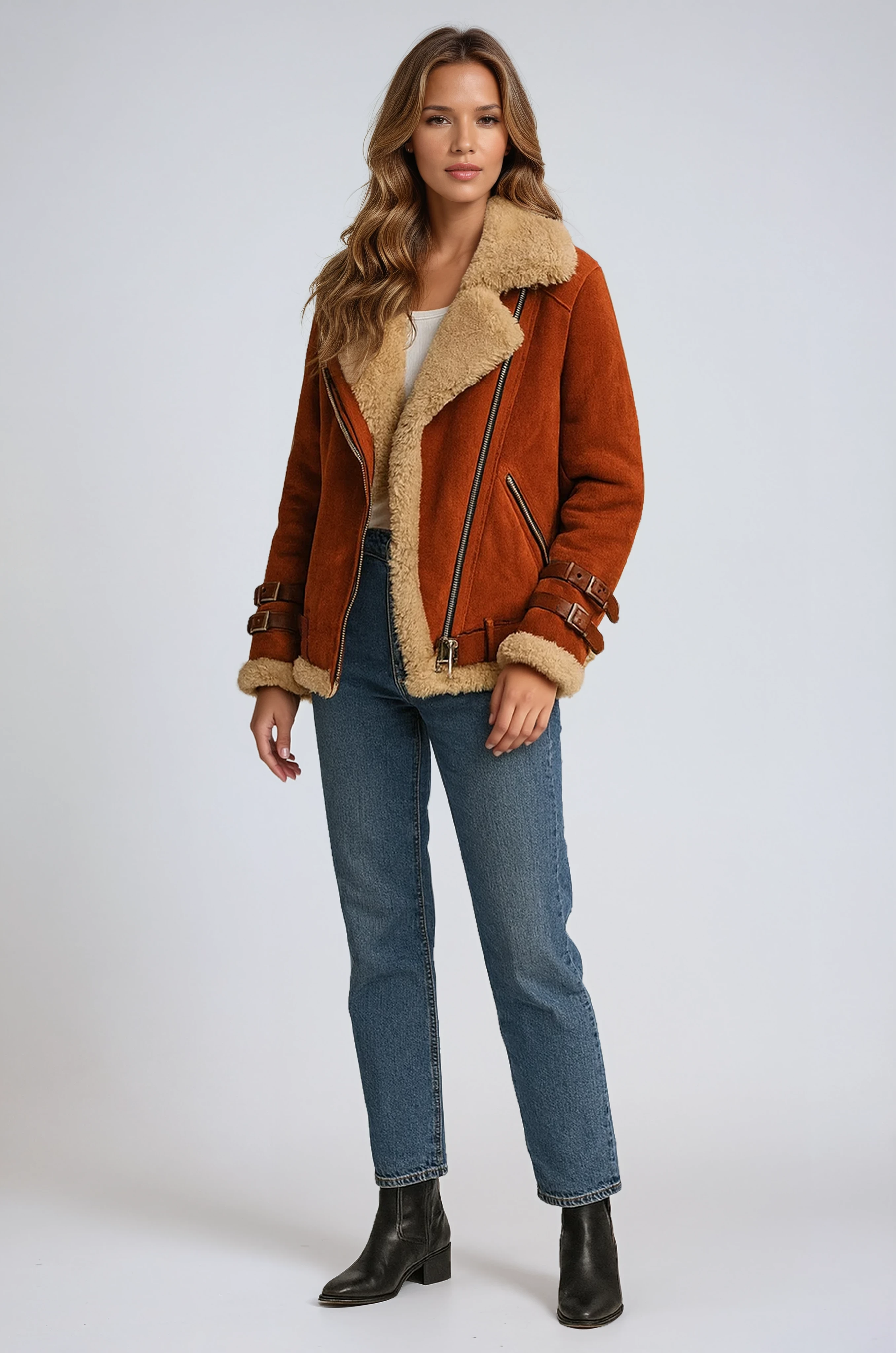 Winter Pilot Jacket | With Fur Lining and Belt