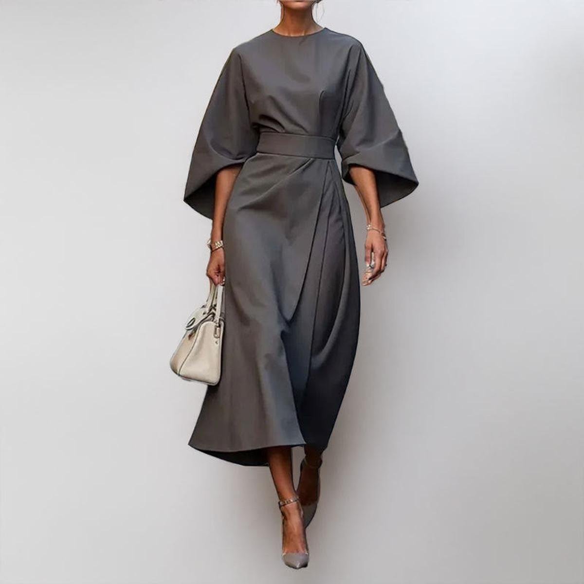 Eldra | Satin Batwing Sleeve Maxi Dress
