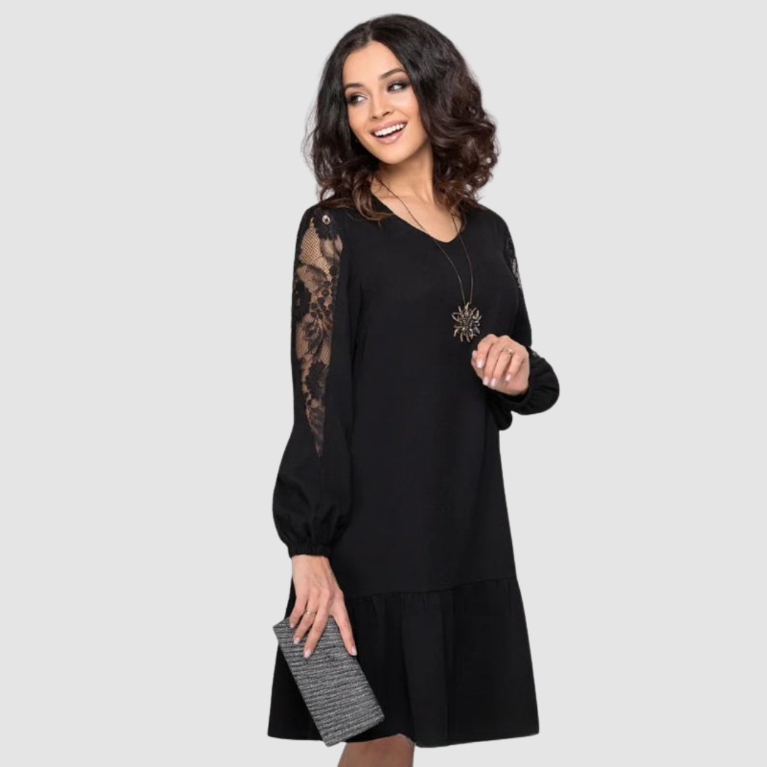 Laura | Lace-Sleeve Midi Dress