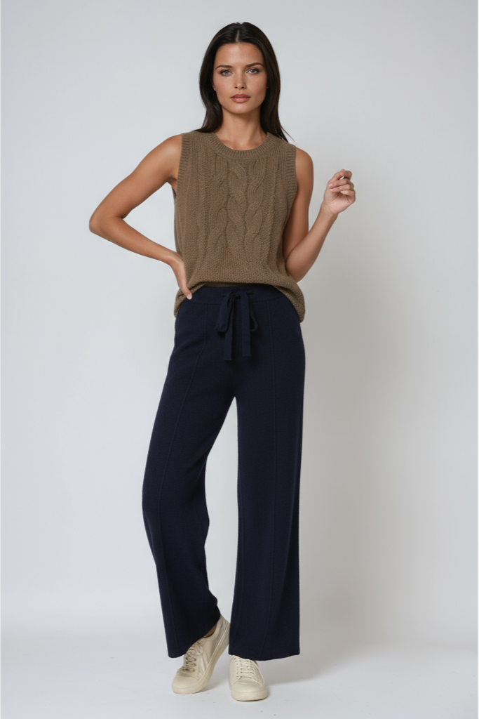 Knitted Trousers | Straight Legs and Drawstring Waist