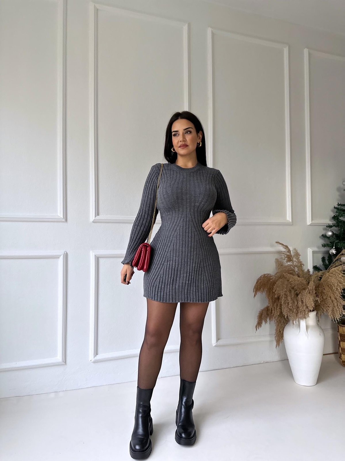 Carly Rib-Knit Dress